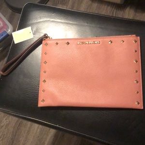 Michael Kors peach/pink wristlet clutch!